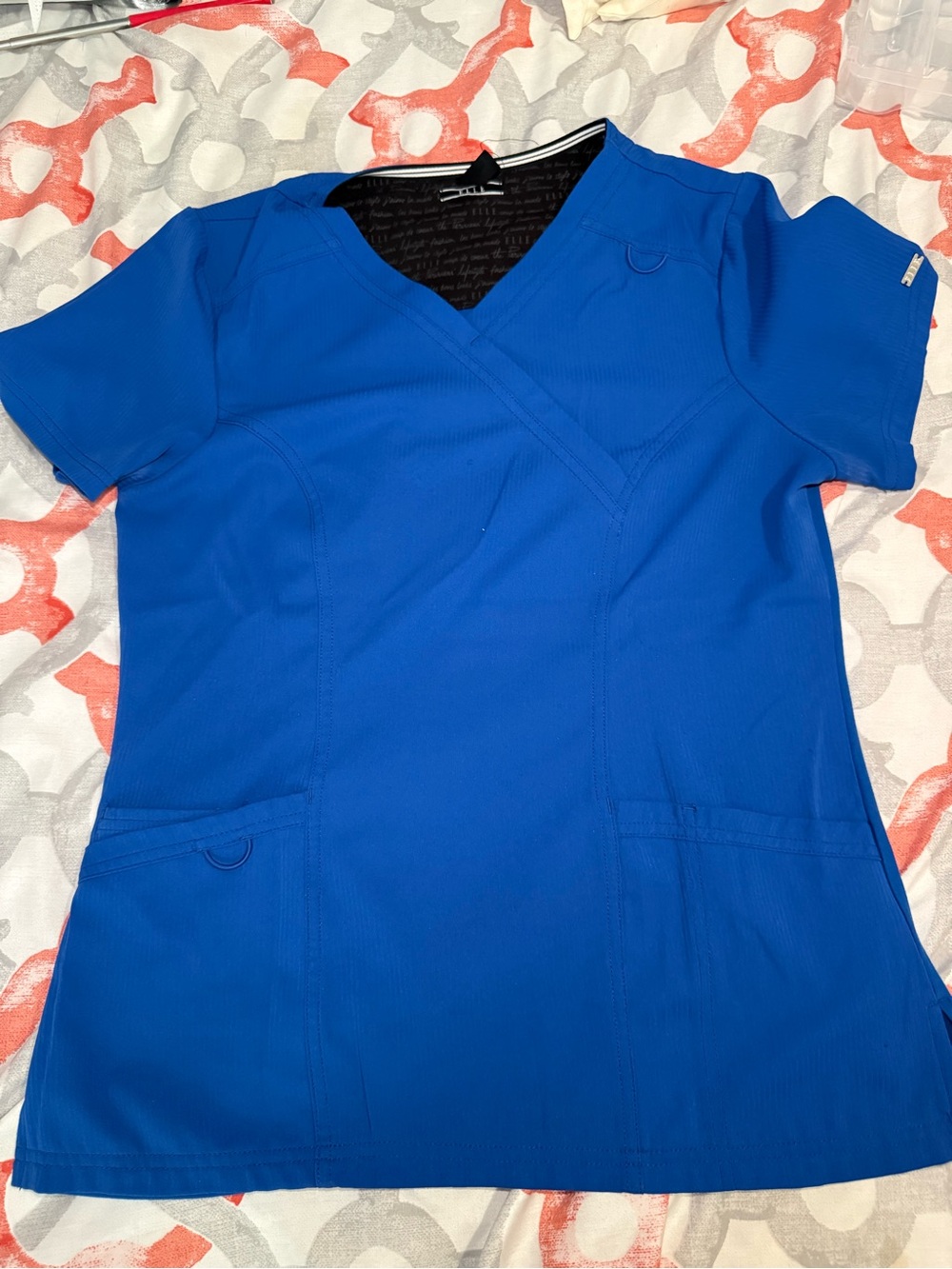 Elle Women’s Medical Scrub Top in Royal Blue size Small